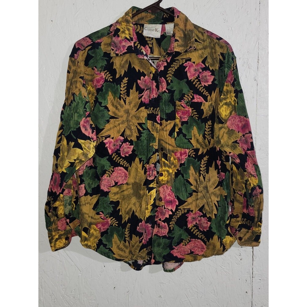 Copper Key Women's Multicolored Button Up Blouse Size Large (AB70)